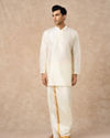 Manyavar Men Cream Silk Veshti Dhoti with Kurta