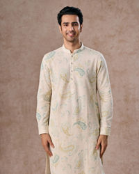 Manyavar Men Charming Cream Cotton Kurta