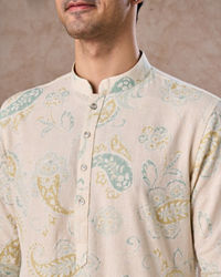 Manyavar Men Charming Cream Cotton Kurta