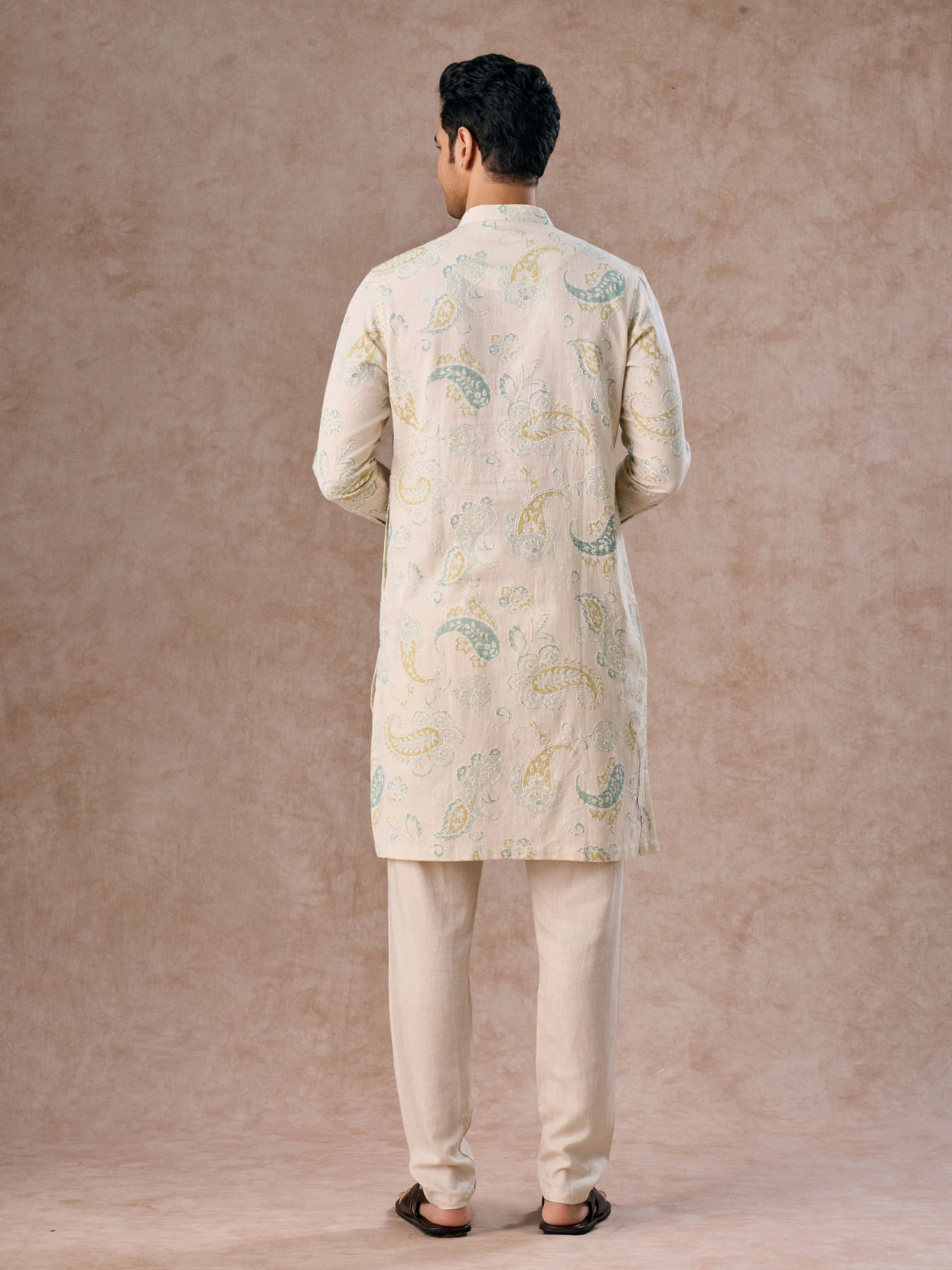 Manyavar Men Charming Cream Cotton Kurta