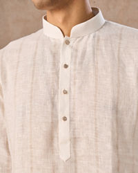 Manyavar Men Elegance Cream Linen Kurta