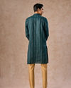 Manyavar Men Elegant Teal Blue Linen Kurta