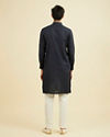 Manyavar Men Elegant Dark Blue Linen Kurta