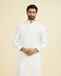 Manyavar Men Warm White Linen Kurta