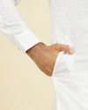 Manyavar Men Warm White Linen Kurta