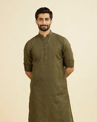 Manyavar Men Olive Green Kurta