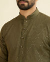 Manyavar Men Olive Green Kurta
