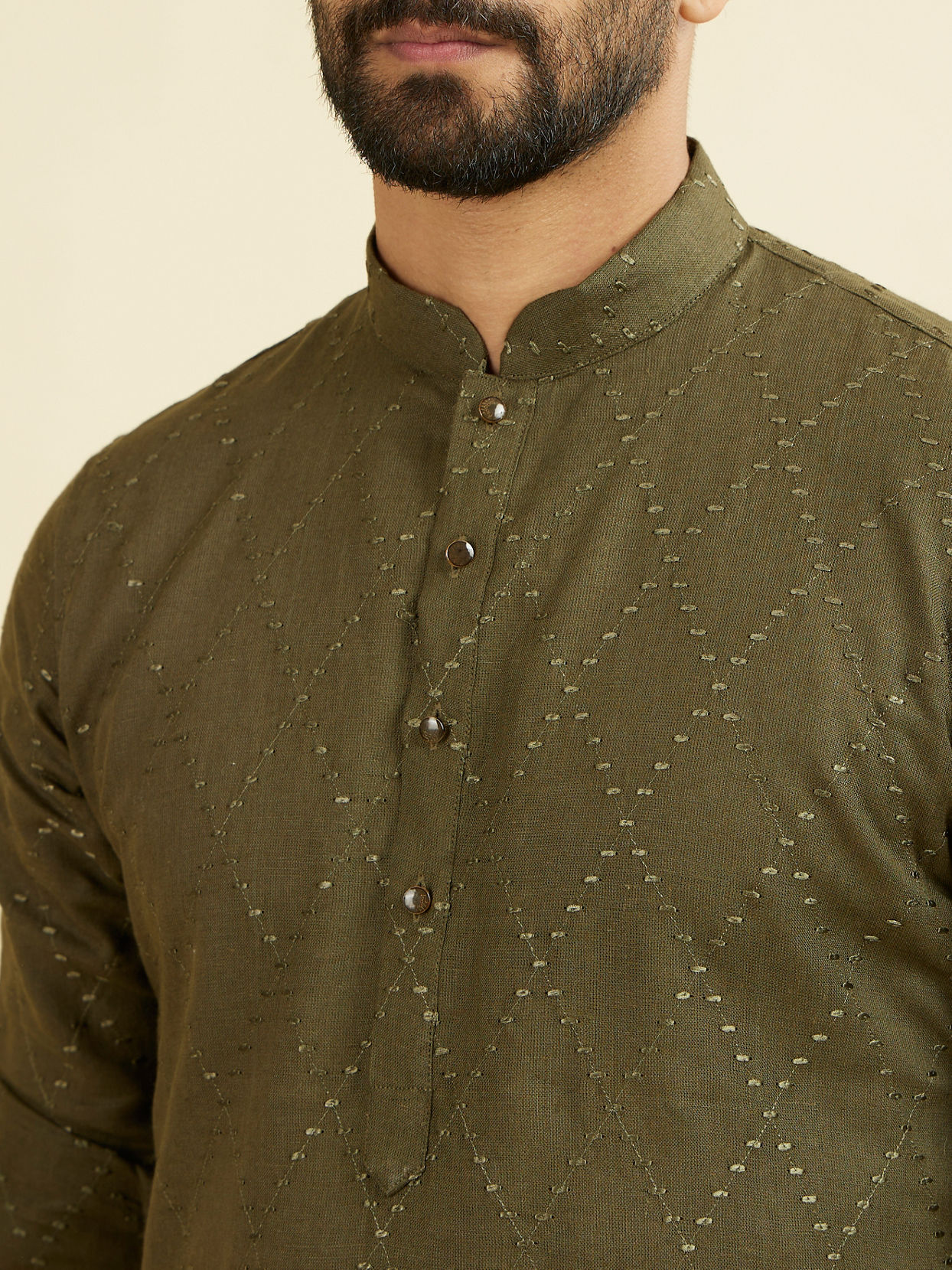 Manyavar Men Olive Green Kurta