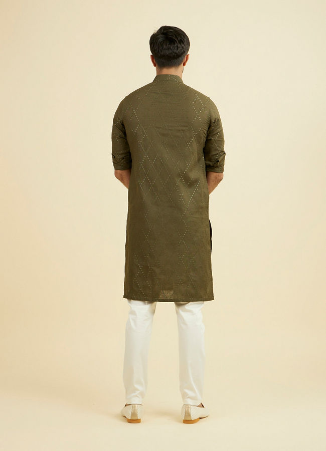 Manyavar Men Olive Green Kurta