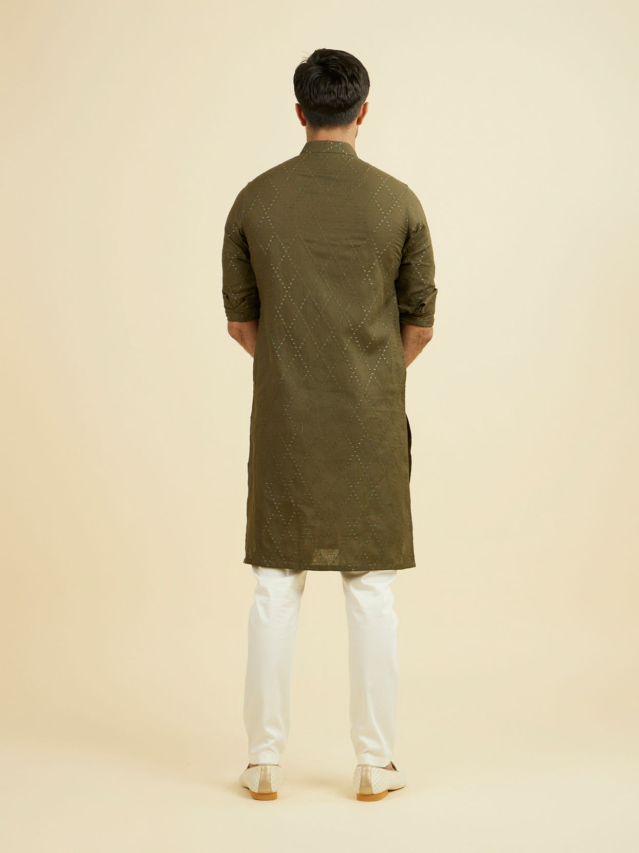 Manyavar Men Olive Green Kurta