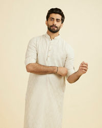 Manyavar Men Beige Linen Kurta