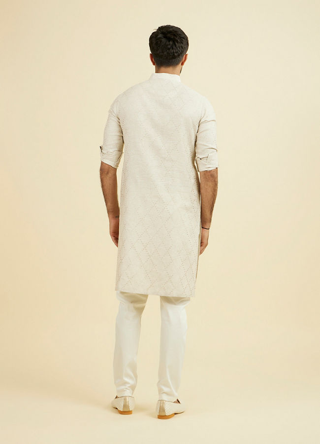 Manyavar Men Beige Linen Kurta