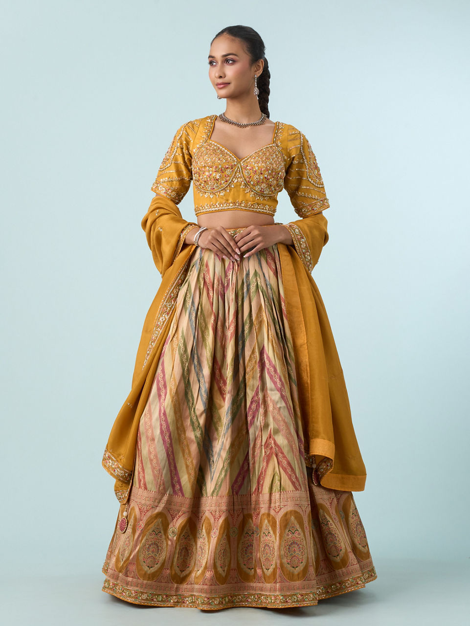 Mohey Women Mustard Yellow Elegance Lehenga