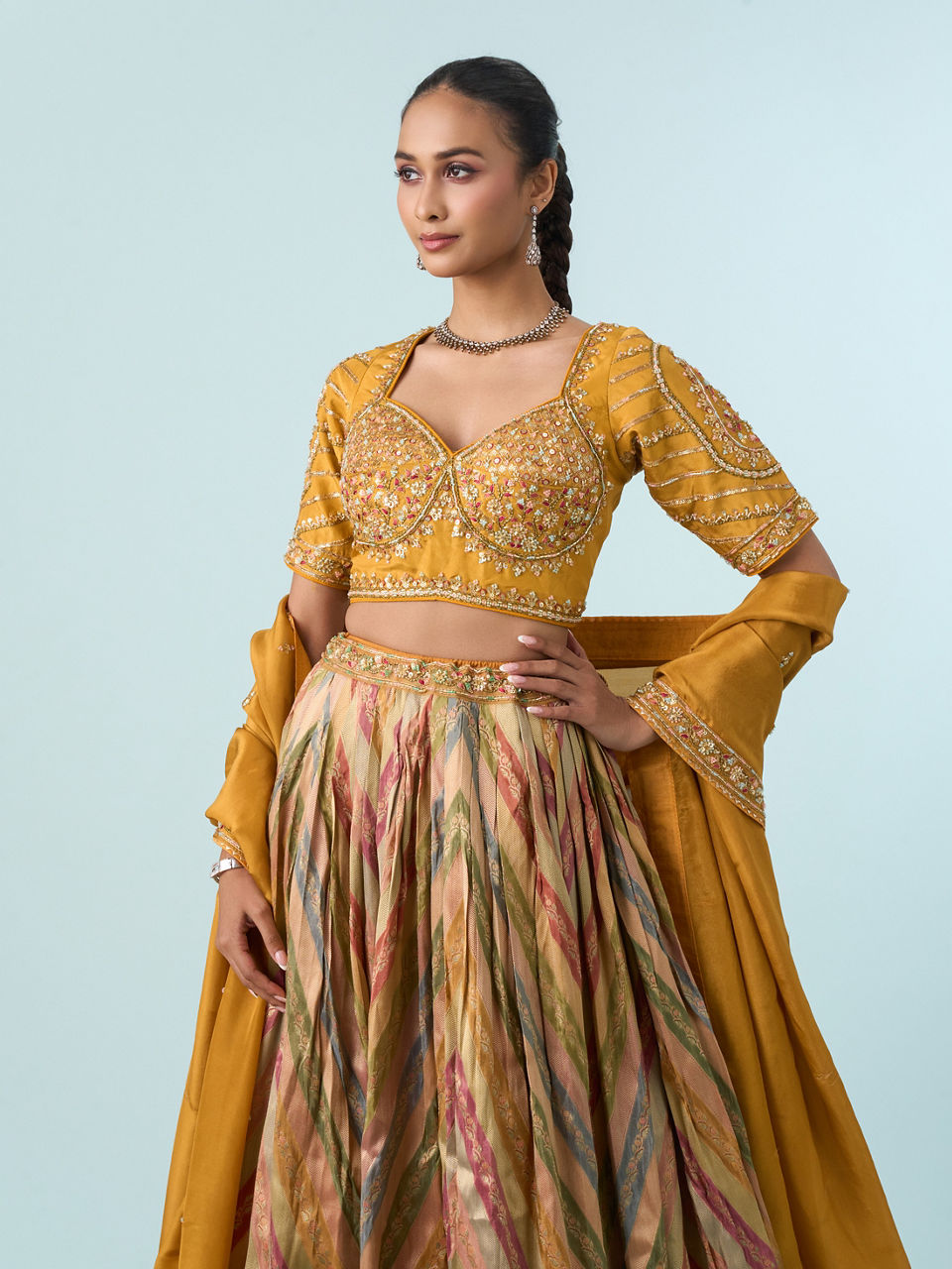 Mohey Women Mustard Yellow Elegance Lehenga