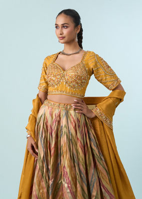 Mohey Women Mustard Yellow Elegance Lehenga