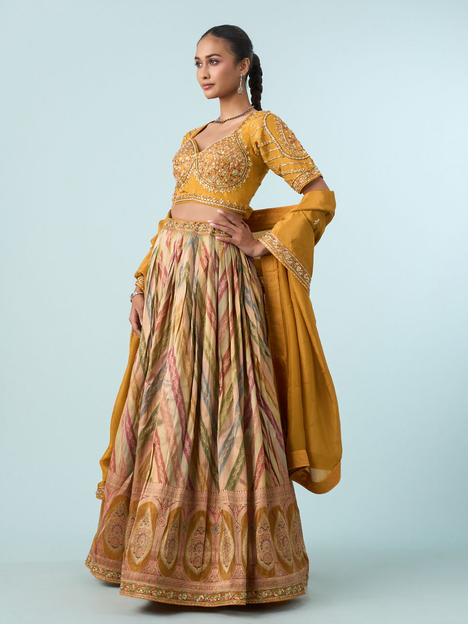 Mohey Women Mustard Yellow Elegance Lehenga