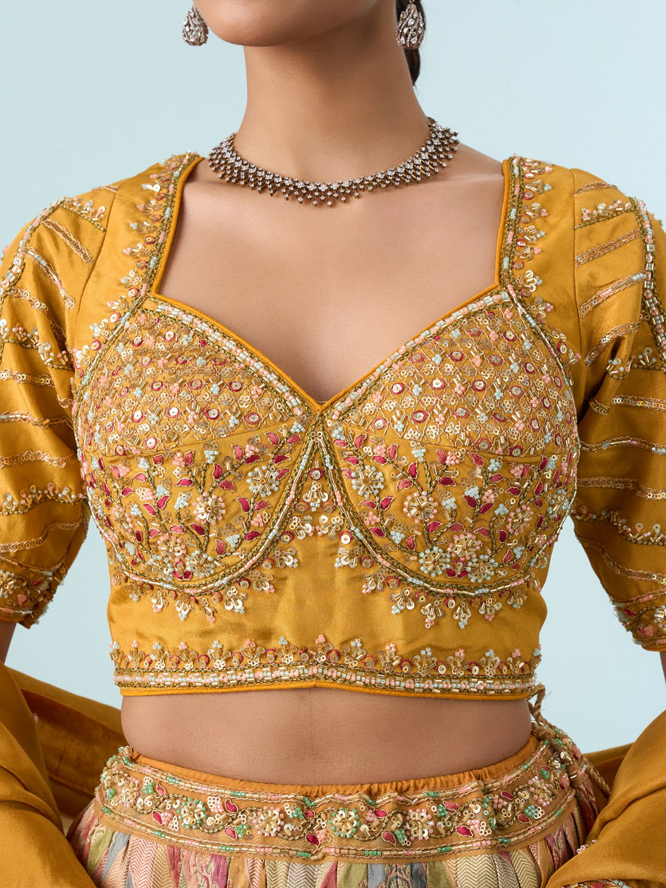 Mohey Women Mustard Yellow Elegance Lehenga