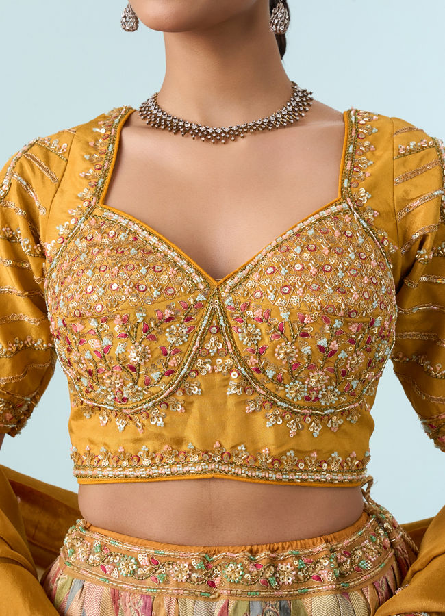 Mohey Women Mustard Yellow Elegance Lehenga