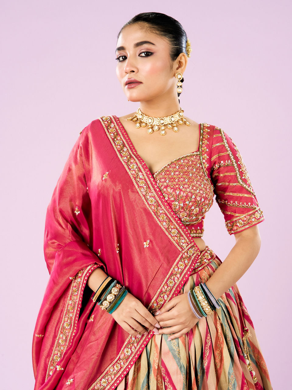 Mohey Women Rani Pink Festive Lehenga