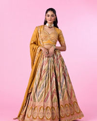 Mohey Women Elegant Mustard Yellow Lehenga