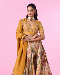 Mohey Women Elegant Mustard Yellow Lehenga
