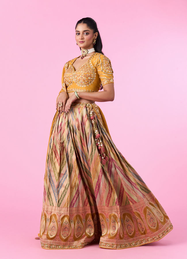 Mohey Women Elegant Mustard Yellow Lehenga