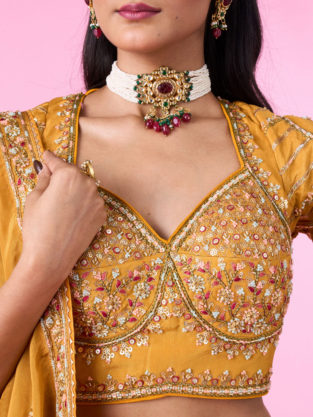 Mohey Women Elegant Mustard Yellow Lehenga