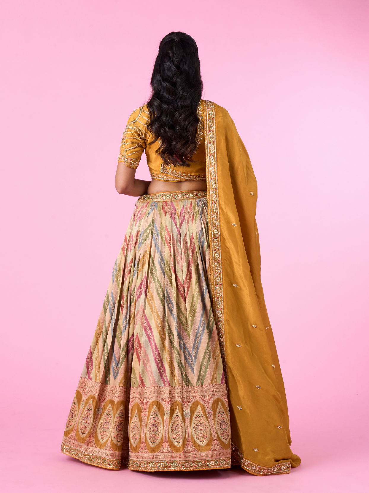 Mohey Women Elegant Mustard Yellow Lehenga
