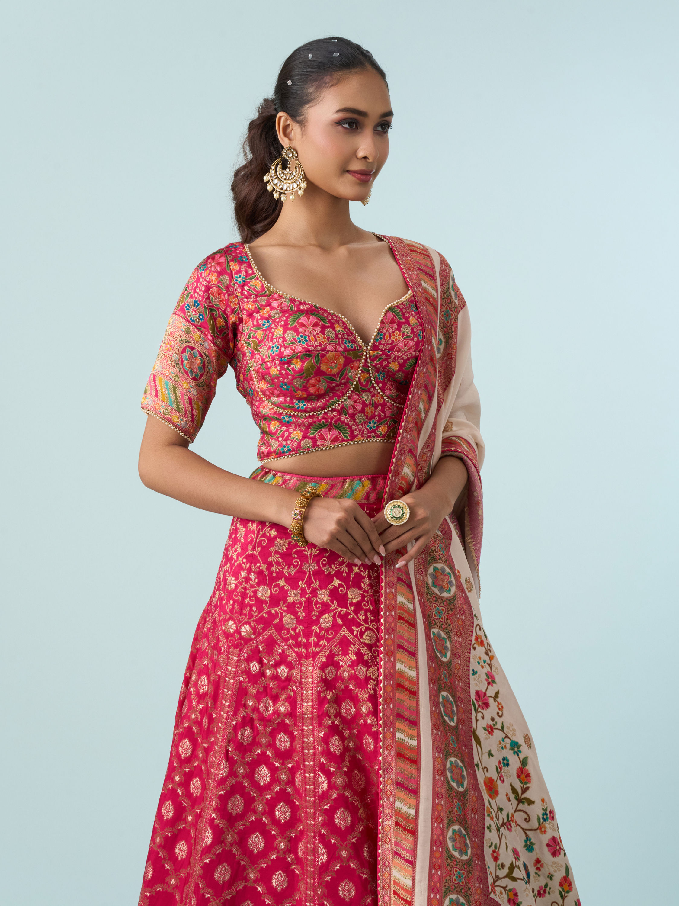 Mohey Women Rani Art Silk Lehenga Set