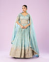 Mohey Women Luminous Light Blue Lehenga