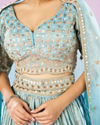 Mohey Women Luminous Light Blue Lehenga