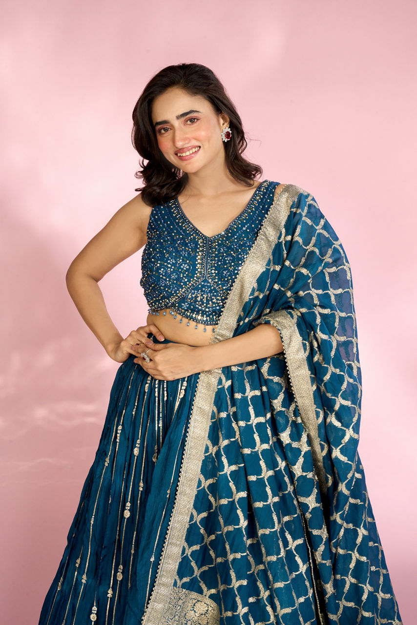 Mohey Women Ethnic Twilight Blue Lehenga