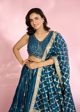 Mohey Women Ethnic Twilight Blue Lehenga
