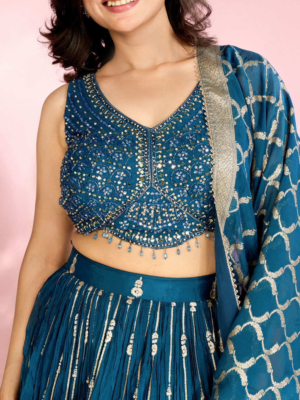 Mohey Women Ethnic Twilight Blue Lehenga