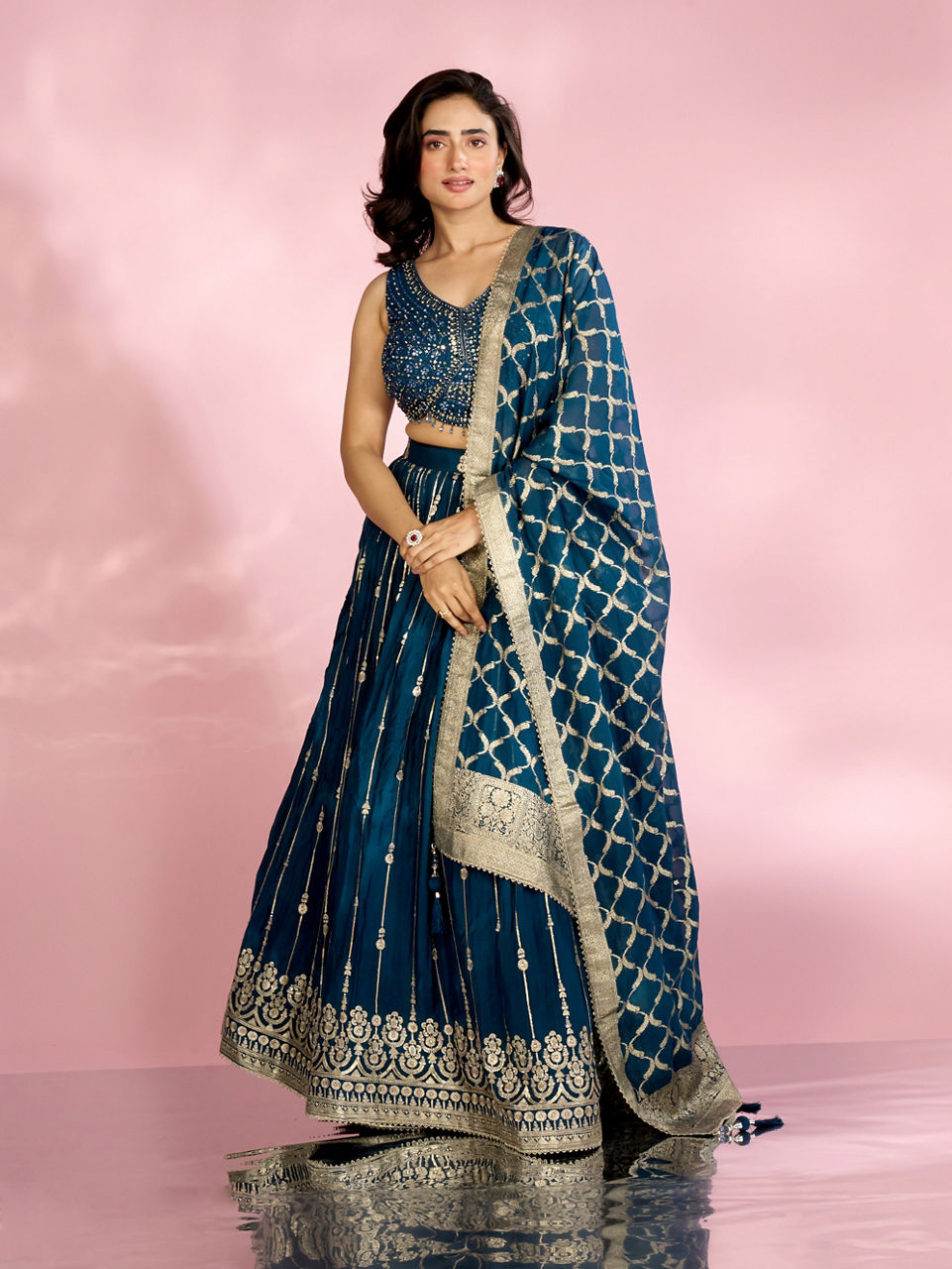 Mohey Women Ethnic Twilight Blue Lehenga