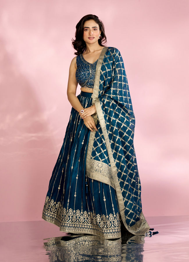 Mohey Women Ethnic Twilight Blue Lehenga