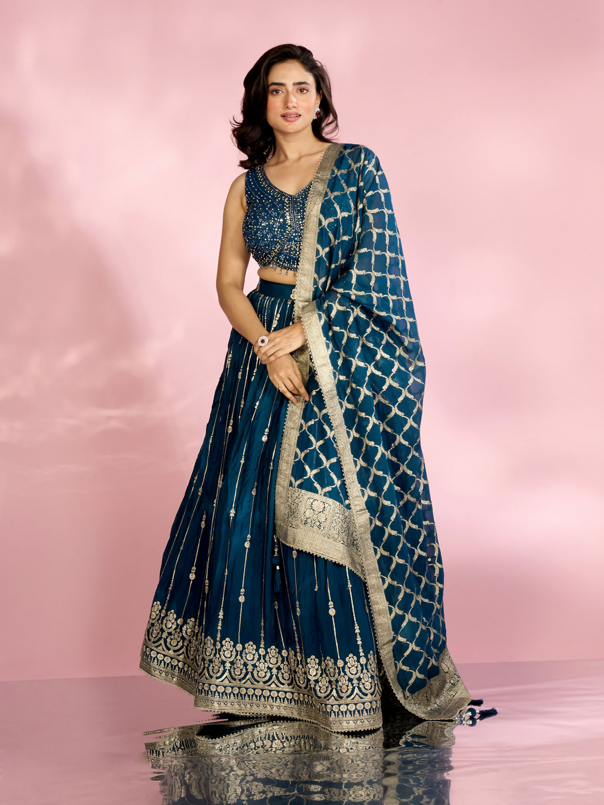 Mohey Women Twilight Blue Lehenga