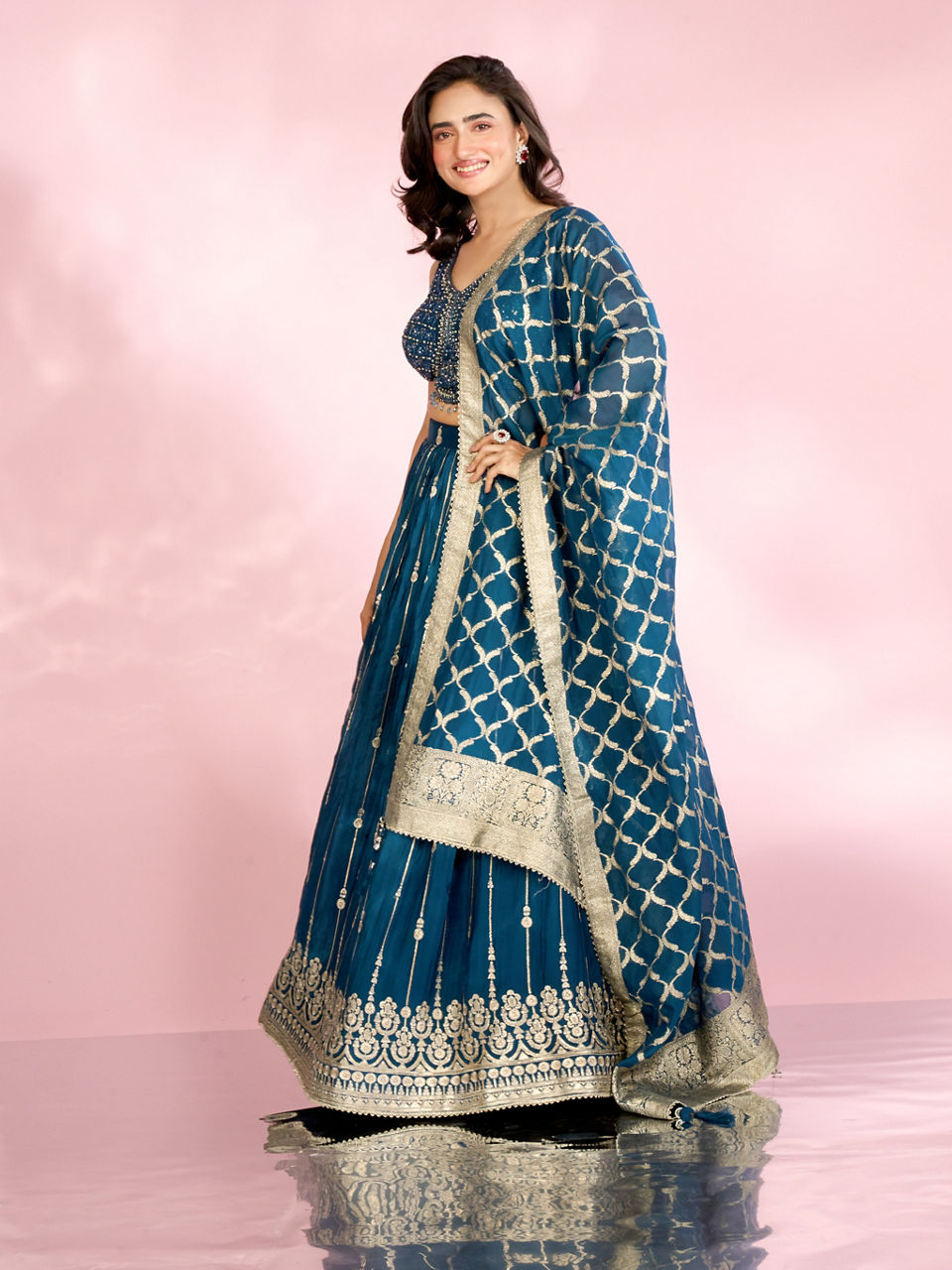 Mohey Women Ethnic Twilight Blue Lehenga