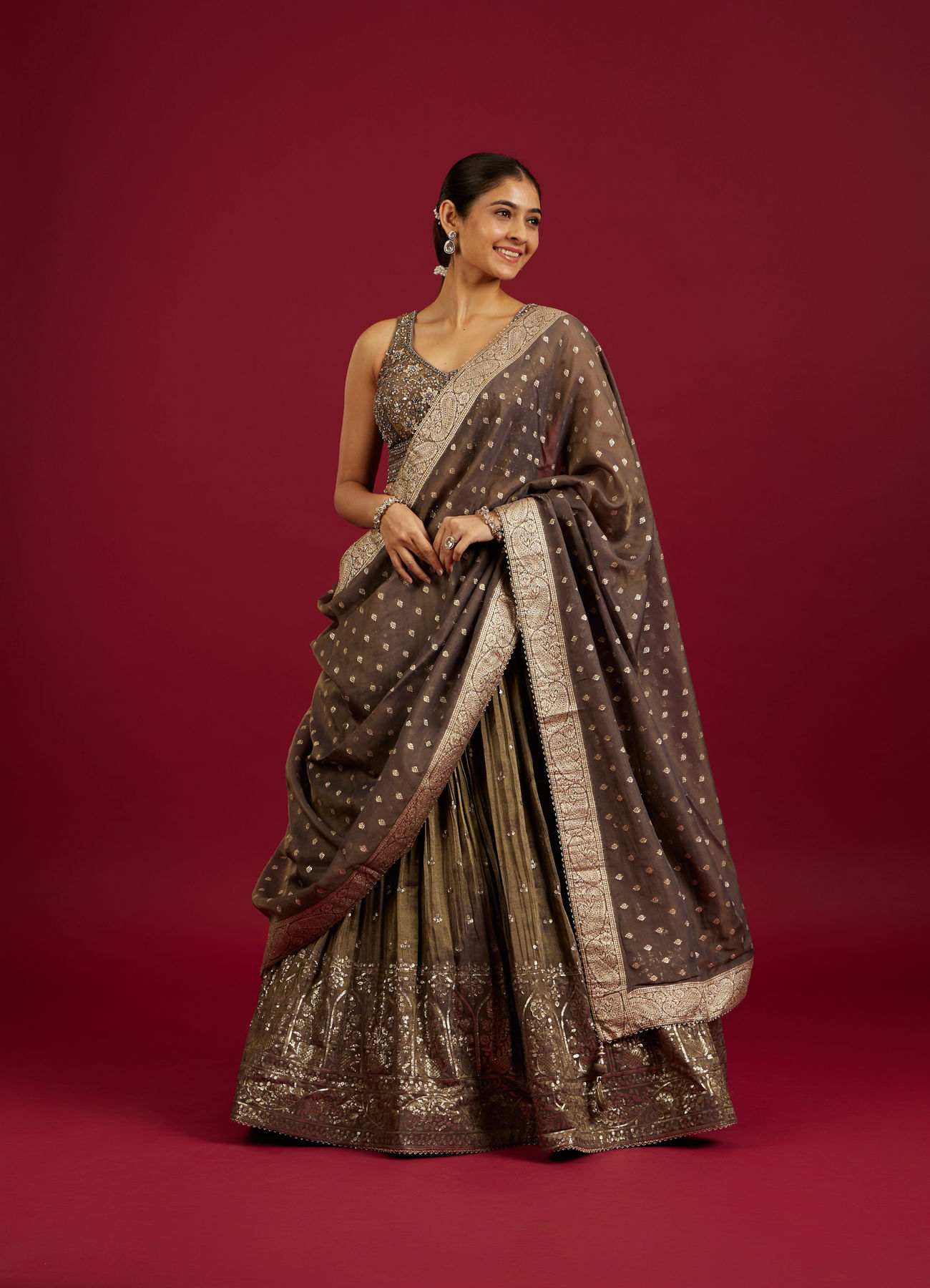 Mohey Women Radiant Grey Lehenga Ensemble