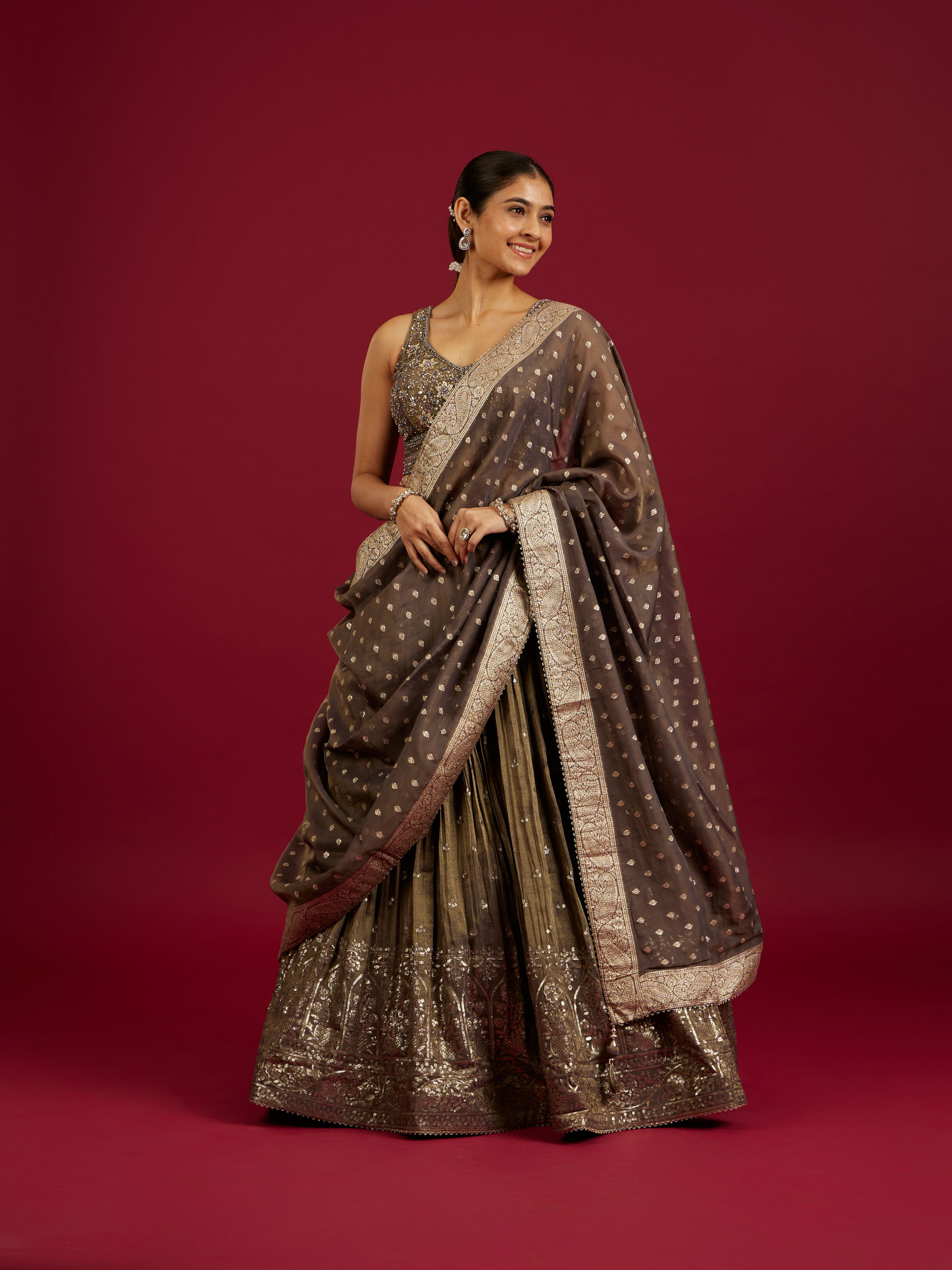 Mohey Women Radiant Grey Lehenga Ensemble