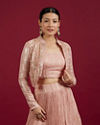 Mohey Women Peach Radiance Georgette Lehenga