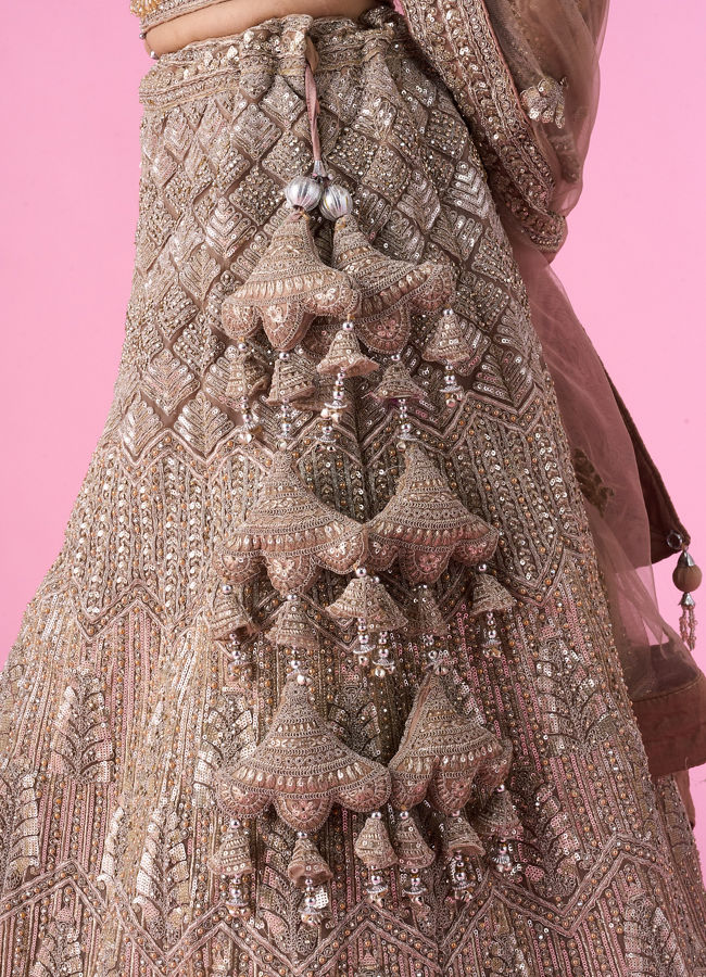 Mohey Women Fawn Glory Net Bridal Lehenga