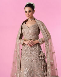 Mohey Women Fawn Glory Net Bridal Lehenga