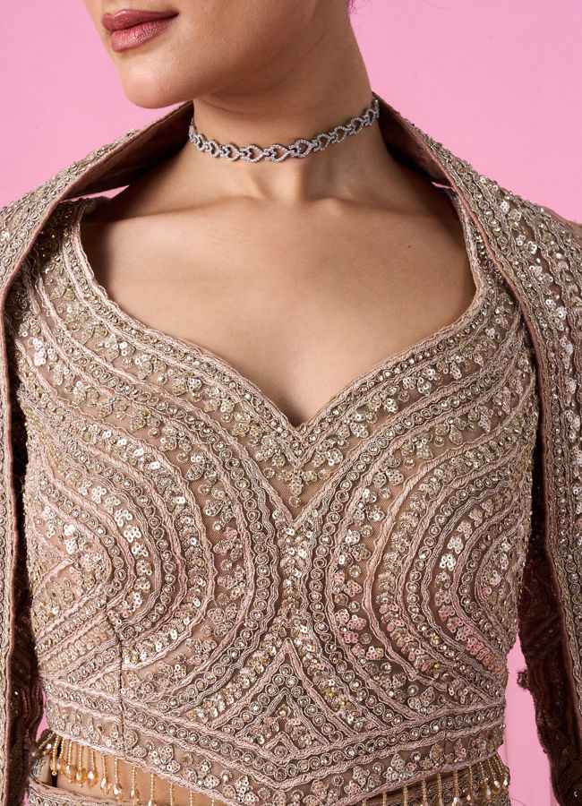 Mohey Women Fawn Glory Net Bridal Lehenga