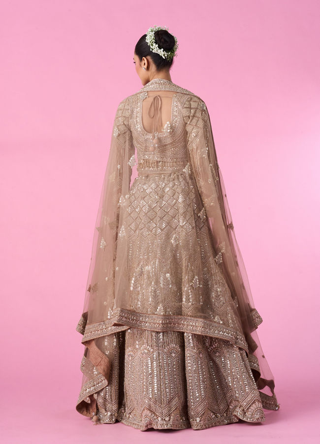 Mohey Women Fawn Glory Net Bridal Lehenga