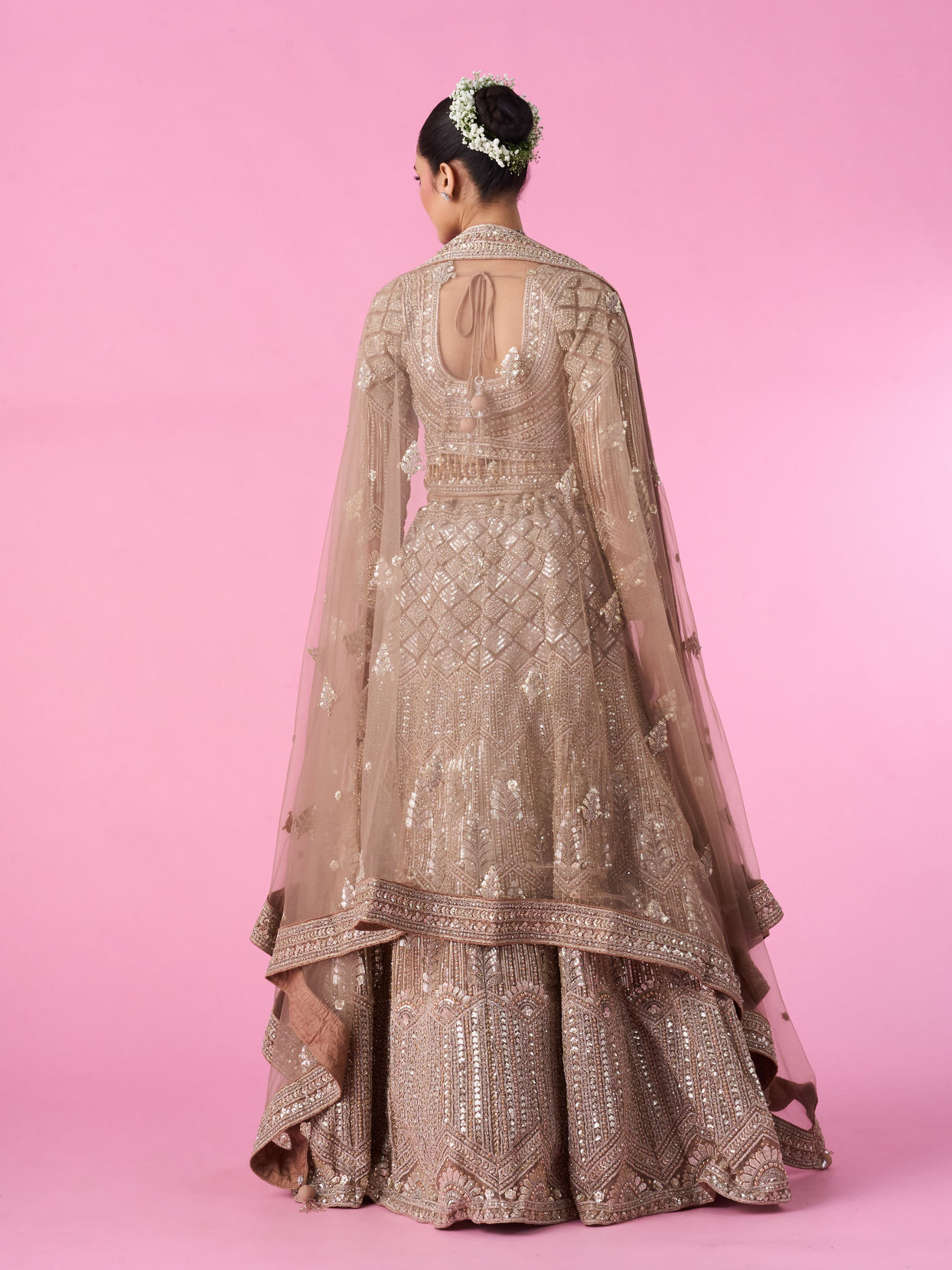 Mohey Women Fawn Glory Net Bridal Lehenga