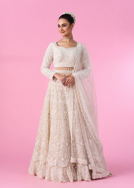 Mohey Women Ethereal Cream Bridal Lehenga