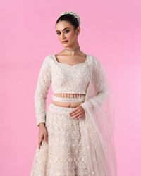 Mohey Women Ethereal Cream Bridal Lehenga