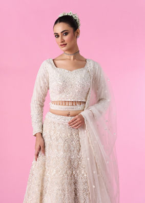 Mohey Women Ethereal Cream Bridal Lehenga