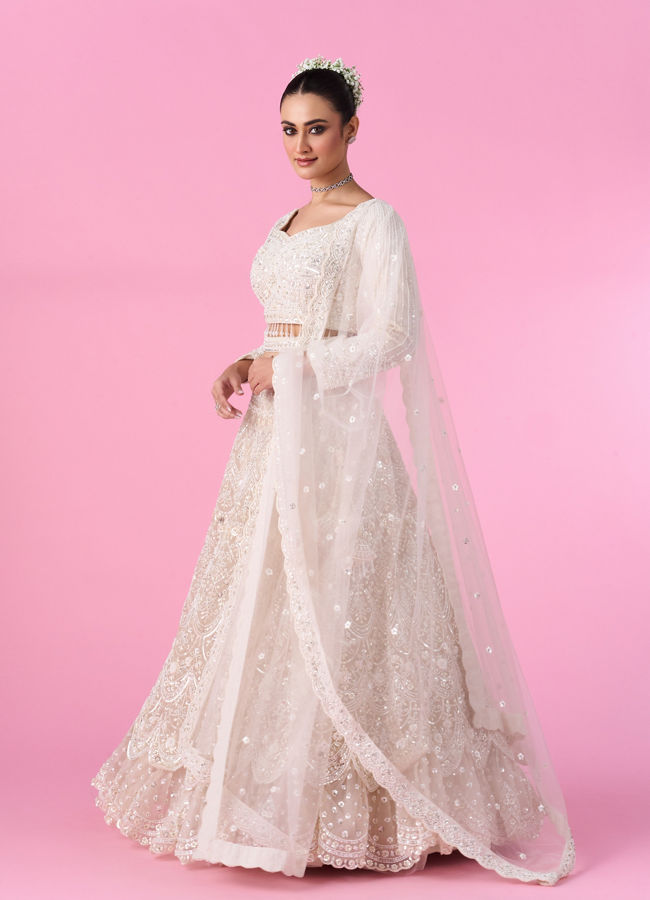 Mohey Women Ethereal Cream Bridal Lehenga